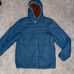 Patagonia Youth Teal Reversible Hooded Puffer Jacket, Youth XL